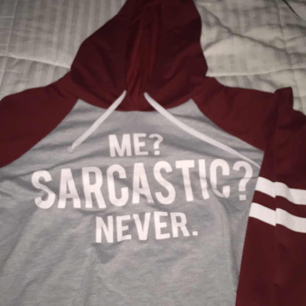 Gray and red cropped sweatshirt
